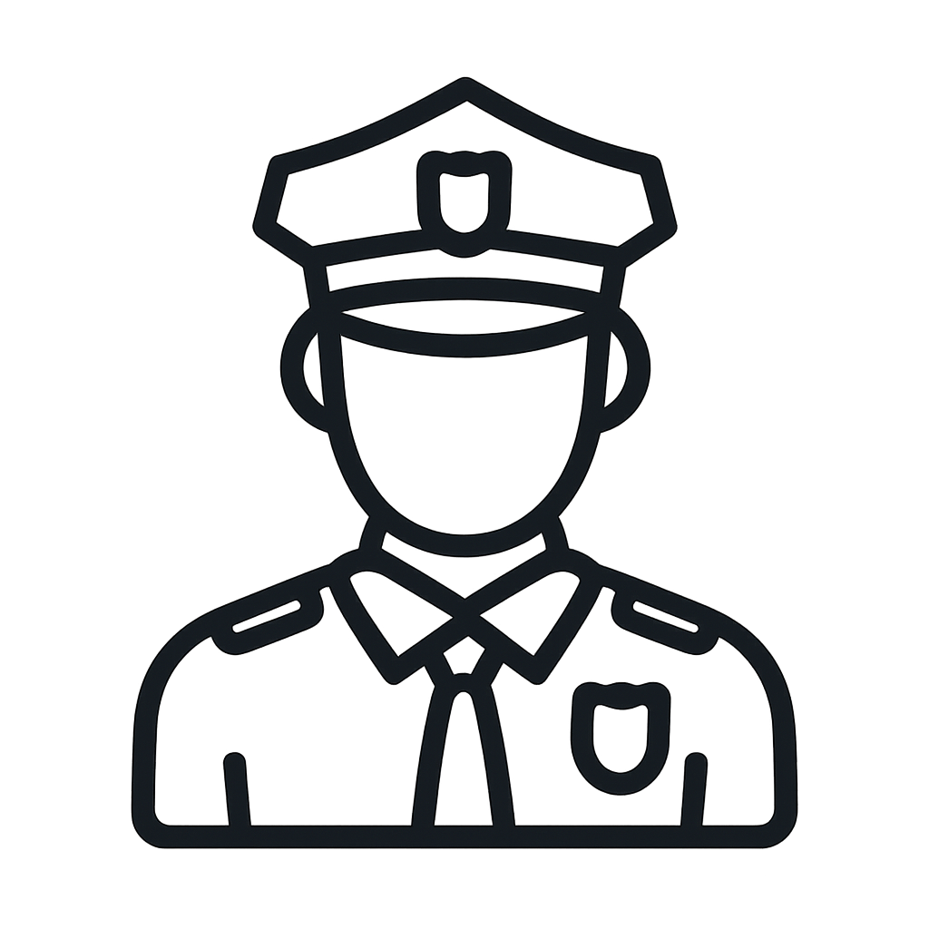 *Alt-Text*: "Policeman Symbol in Black auf Facebook"